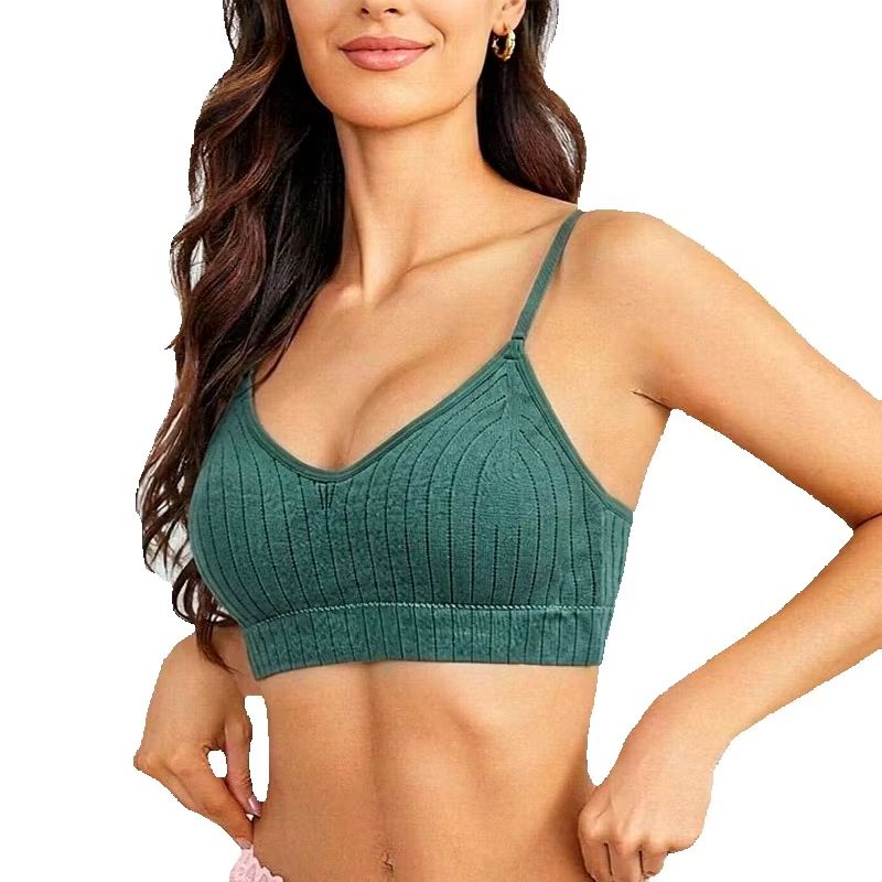 Bralette Wireless Soft - Bralette Rajut Bergaris Wanita Tanpa Kawat,