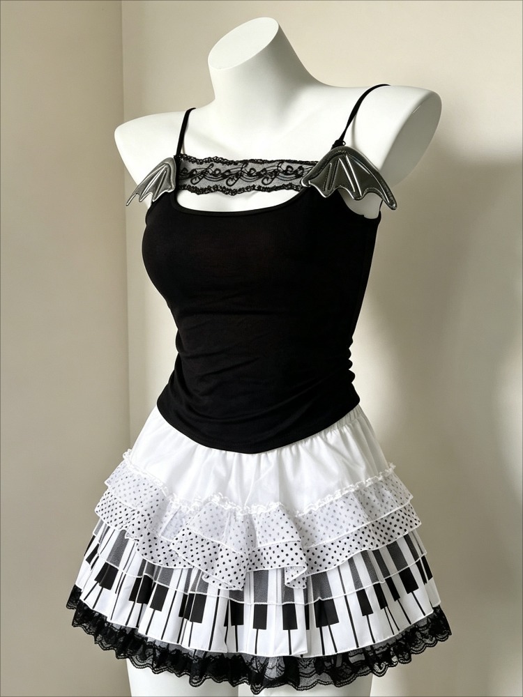 Cami Top Lace - Set Dua Potong Gaya Harajuku Retro