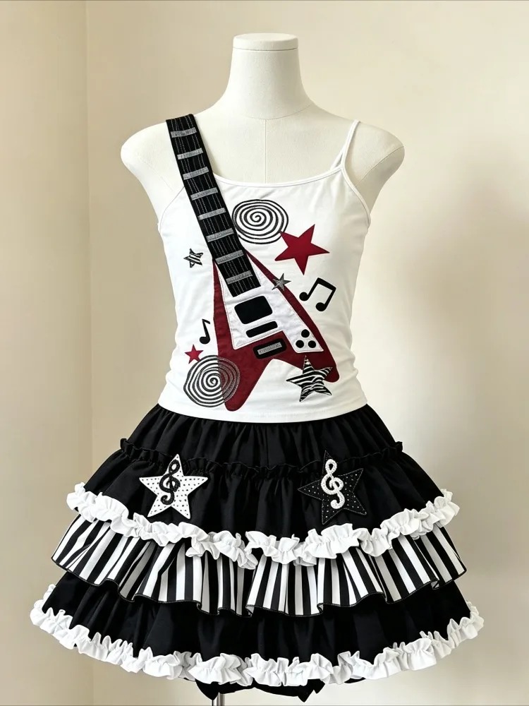 Set Dua Potong Gaya Harajuku R - Cami Top Lace ulasan dan harga